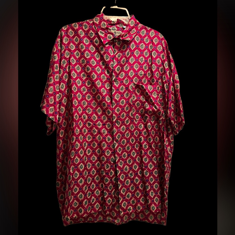 Burgundy silk patterned blouse A45AR1